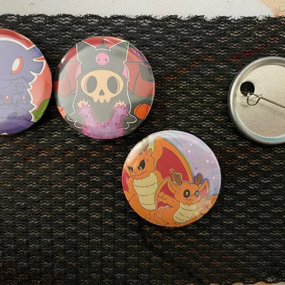 Set of 9 MetaZoo x Sanrio Kawaii Chibi Cryptid Button Pins - Picture 2 of 2
